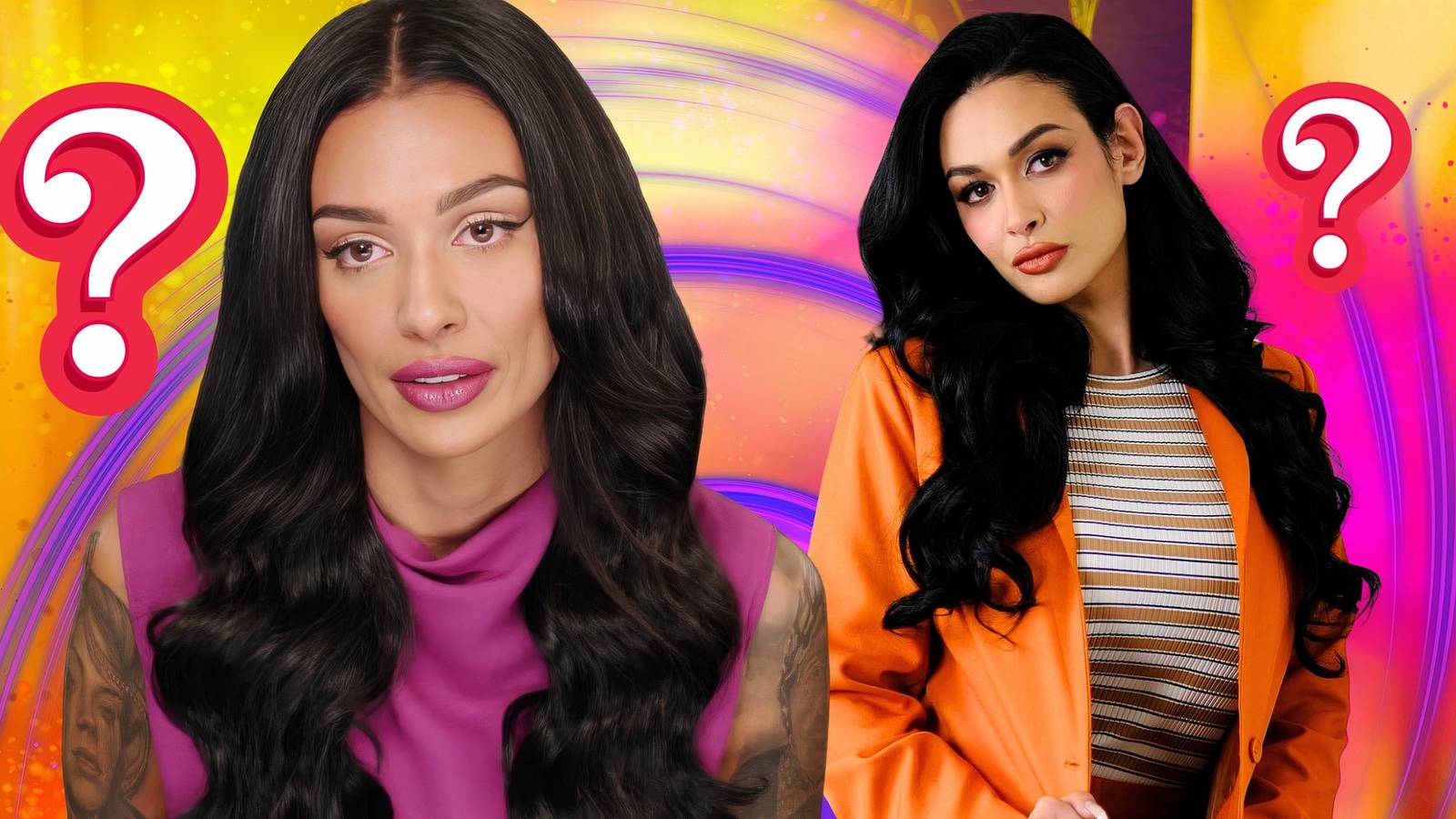 90 Day Fiancé Season Amani Jlassi talking in interview and posing before makeover with question marks