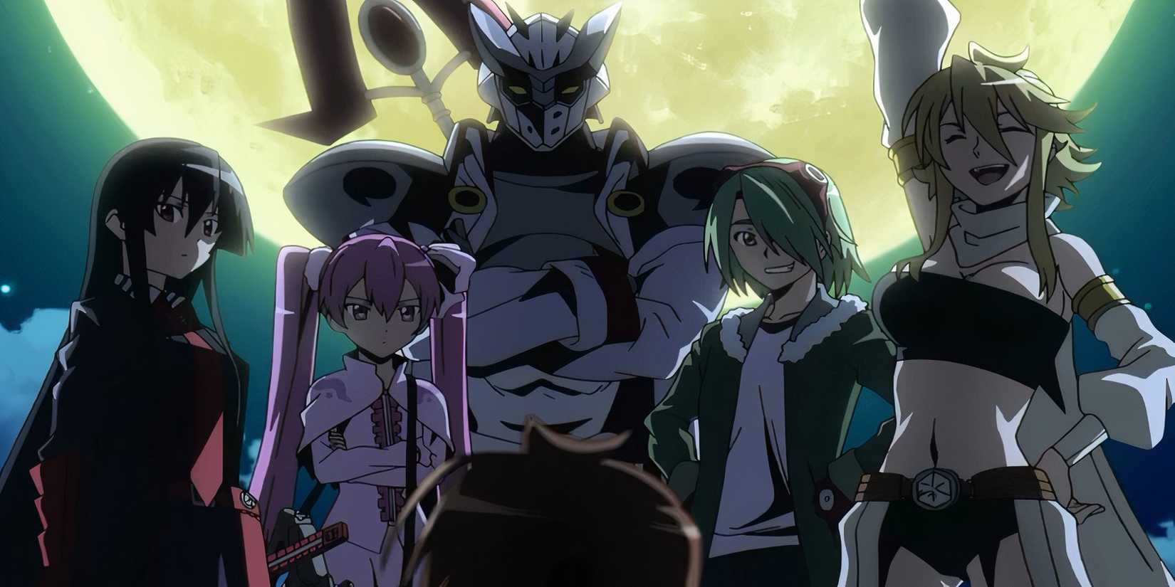 The cast of Akame ga Kill! in front of the moon.