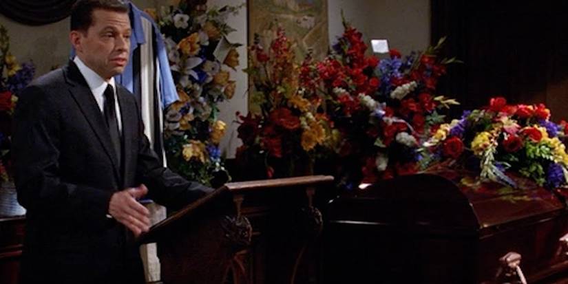 Alan gives a eulogy at Charlie's funeral in Two and a Half Men