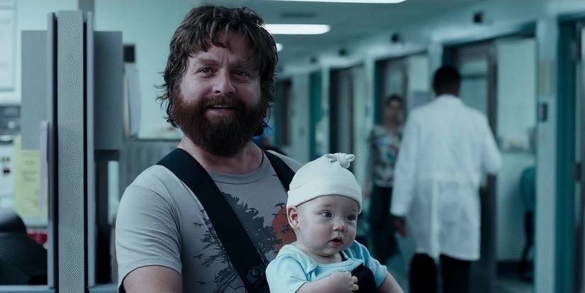 Alan with a baby in The Hangover