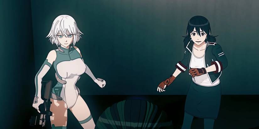 Alma and Minami about to fight an enemy in Ex-Arm.
