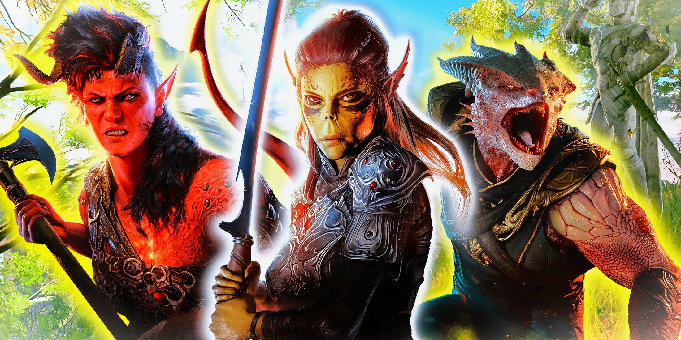 Baldur's Gate 3 Karlach, Lae'zel, and Default Dark Urge