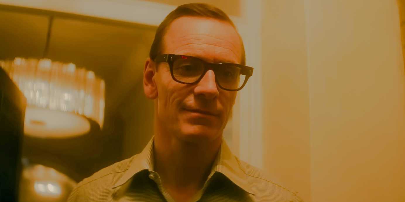 George Woodhouse (Michael Fassbender) with a serious expression in Black Bag