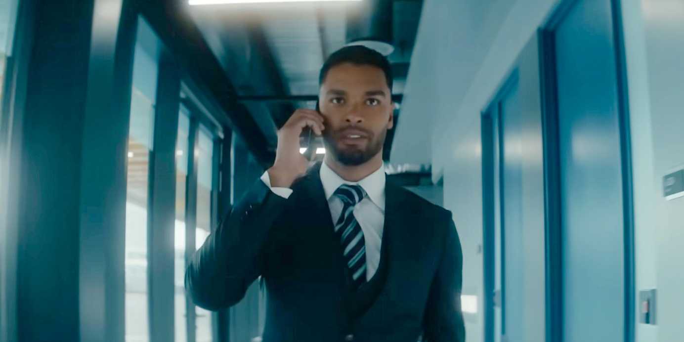 Col. James Stokes (Regé-Jean Page) talking on the phone in Black Bag