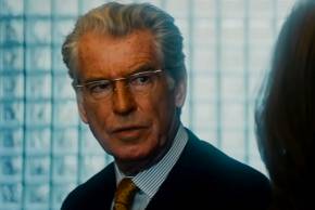 Arthur Stieglitz (Pierce Brosnan) with a confused expression in Black Bag