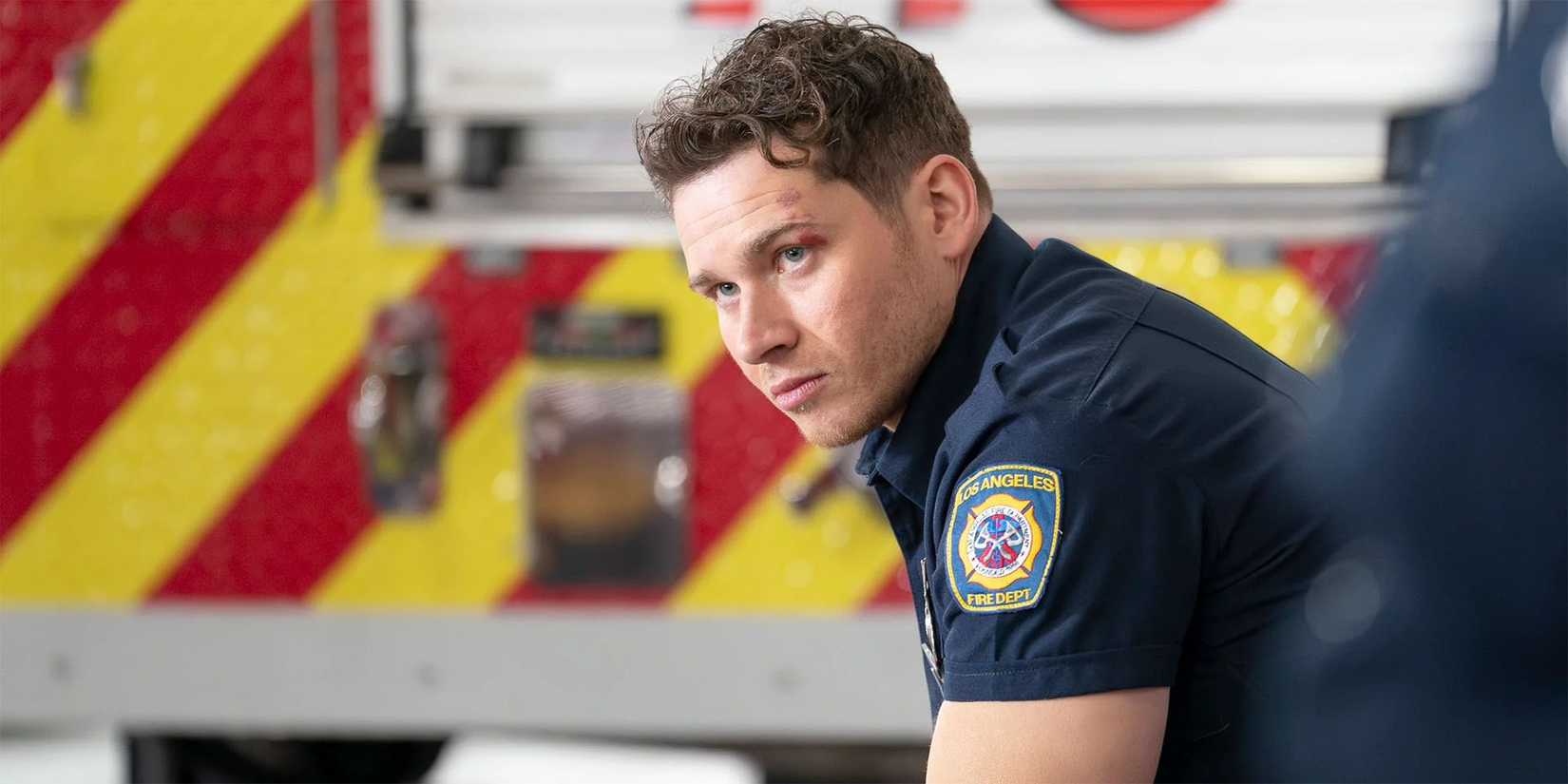 Buck looking at the 118 in 9-1-1