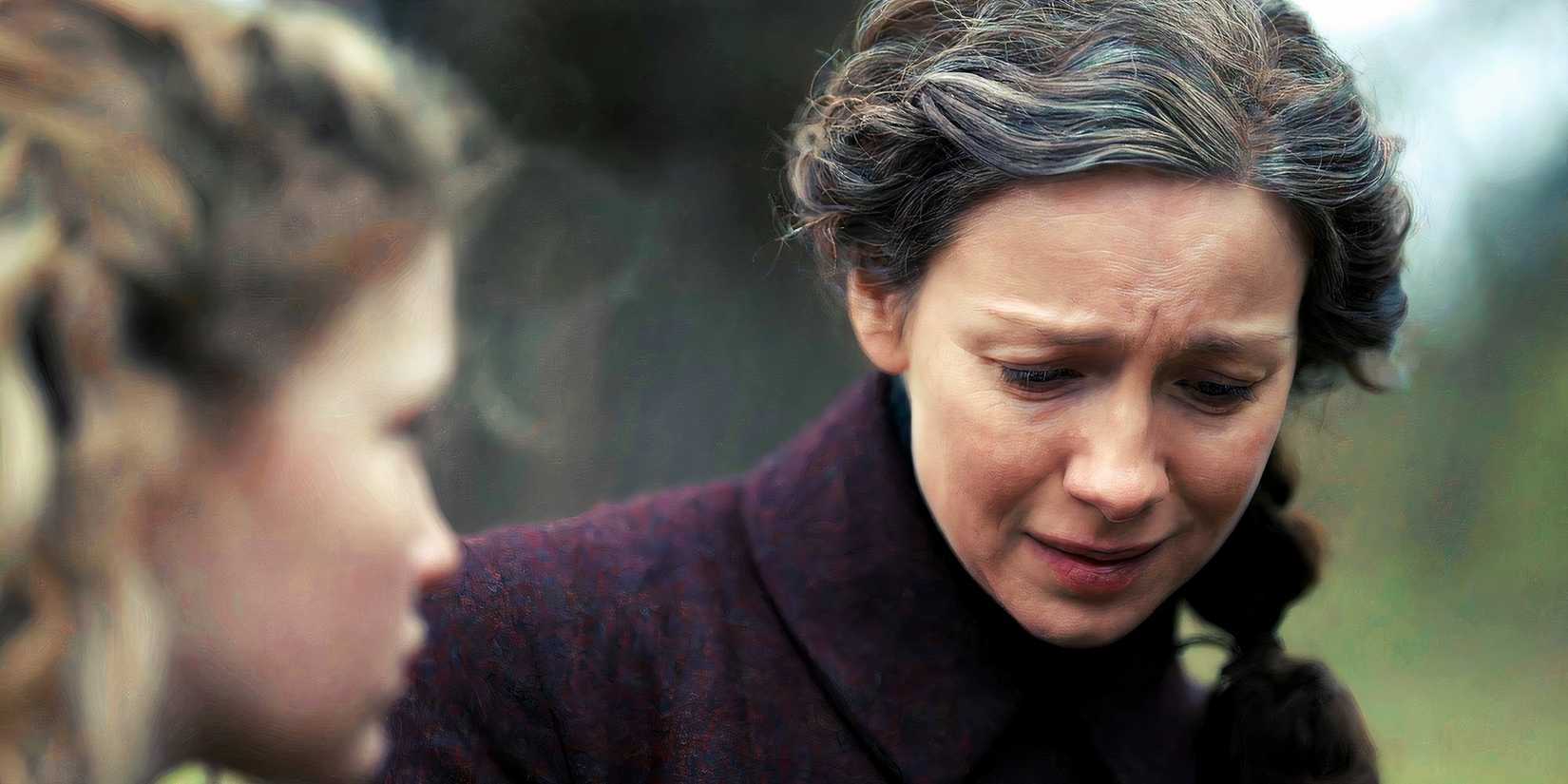 Claire looking concerned in Outlander