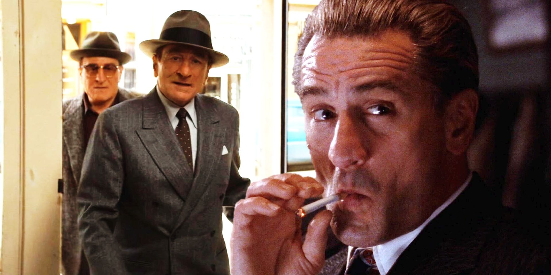 Collage of Robert De Niro in The Alto Knights and Goodfellas