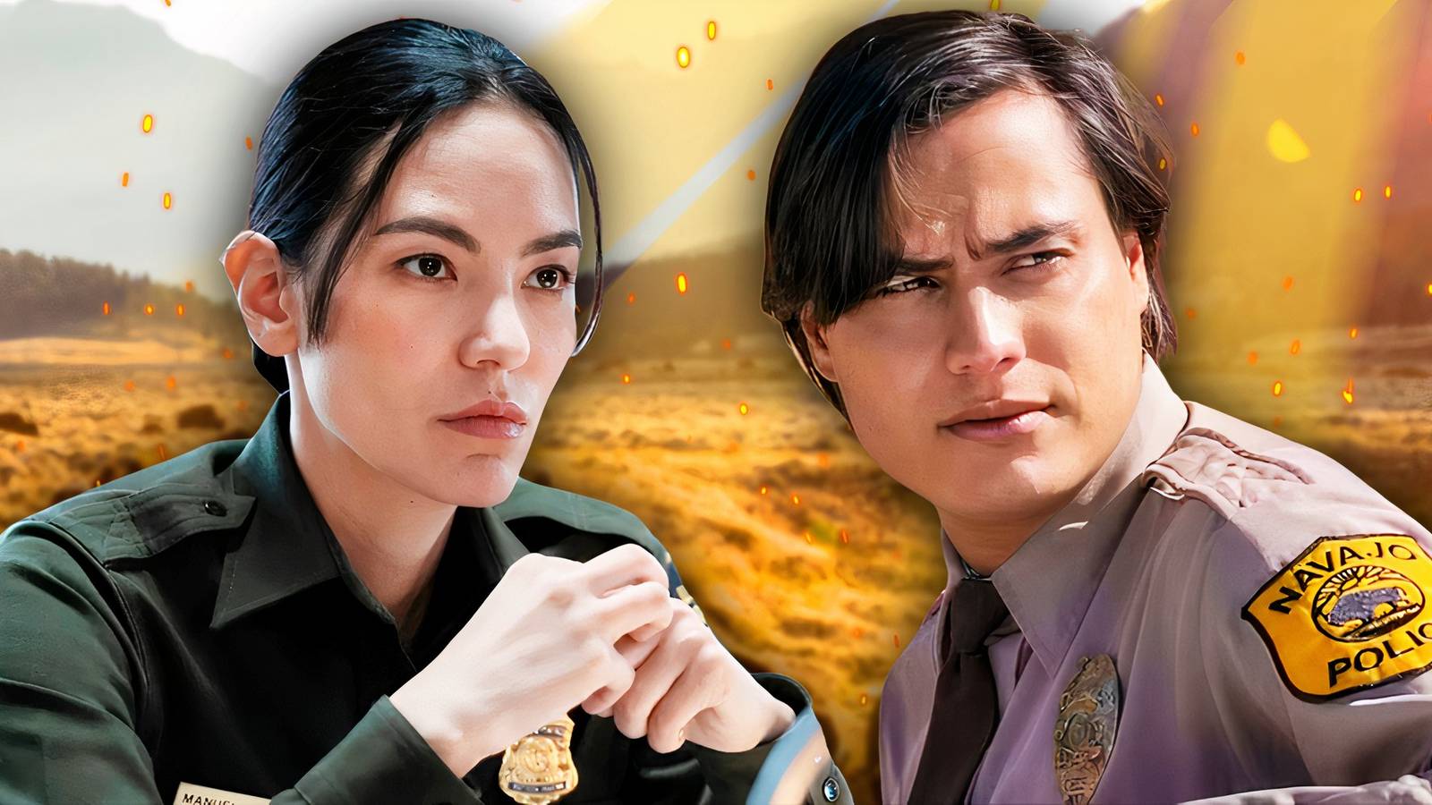 Dark Winds - Jessica Matten as Bernadette and Kiowa Gordon as Chee