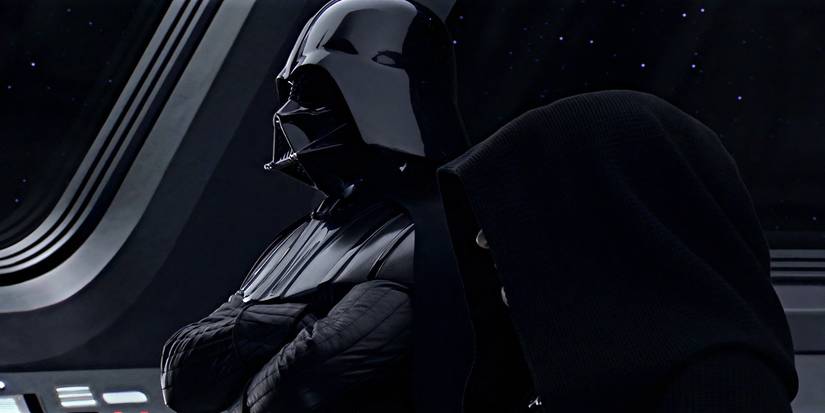 Darth Vader and Emperor Palpatine standing next to each other. 