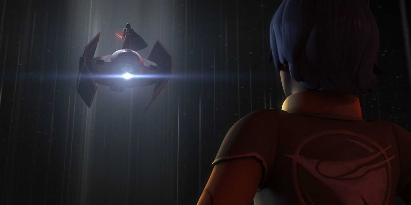 Darth Vader riding a TIE Fighter in Star Wars Rebels