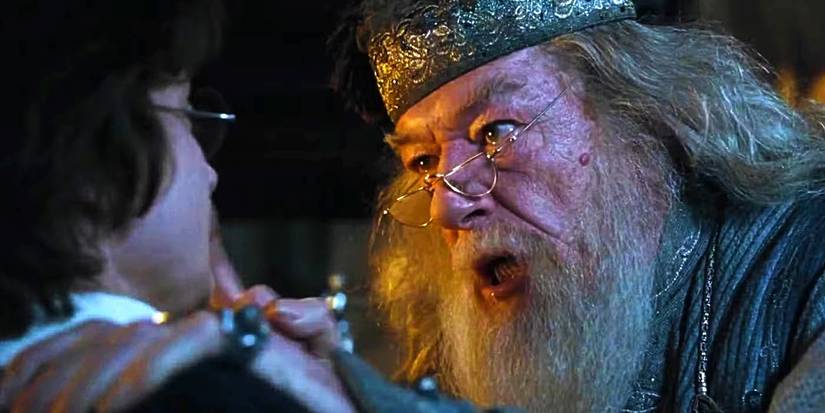 Dumbledore (Michael Gambon) yelling at Harry in Harry Potter and the Goblet of Fire