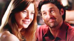 Ellen Pompeo as Meredith Grey and Patrick Dempsey as Derek Shepherd in Grey's Anatomy season 1