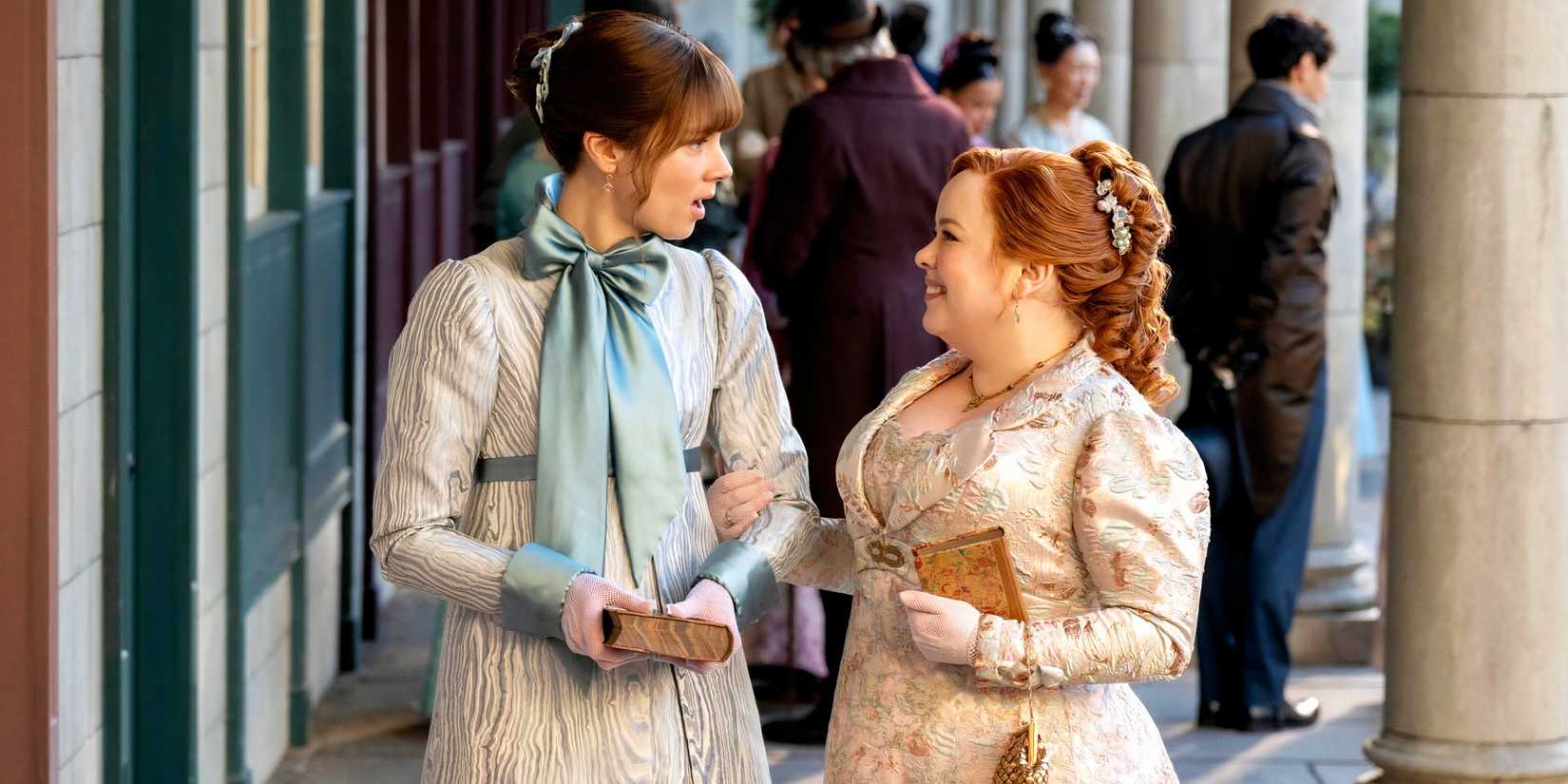 Eloise is shocking while holding hands with Penelope in Bridgerton season 4 image
