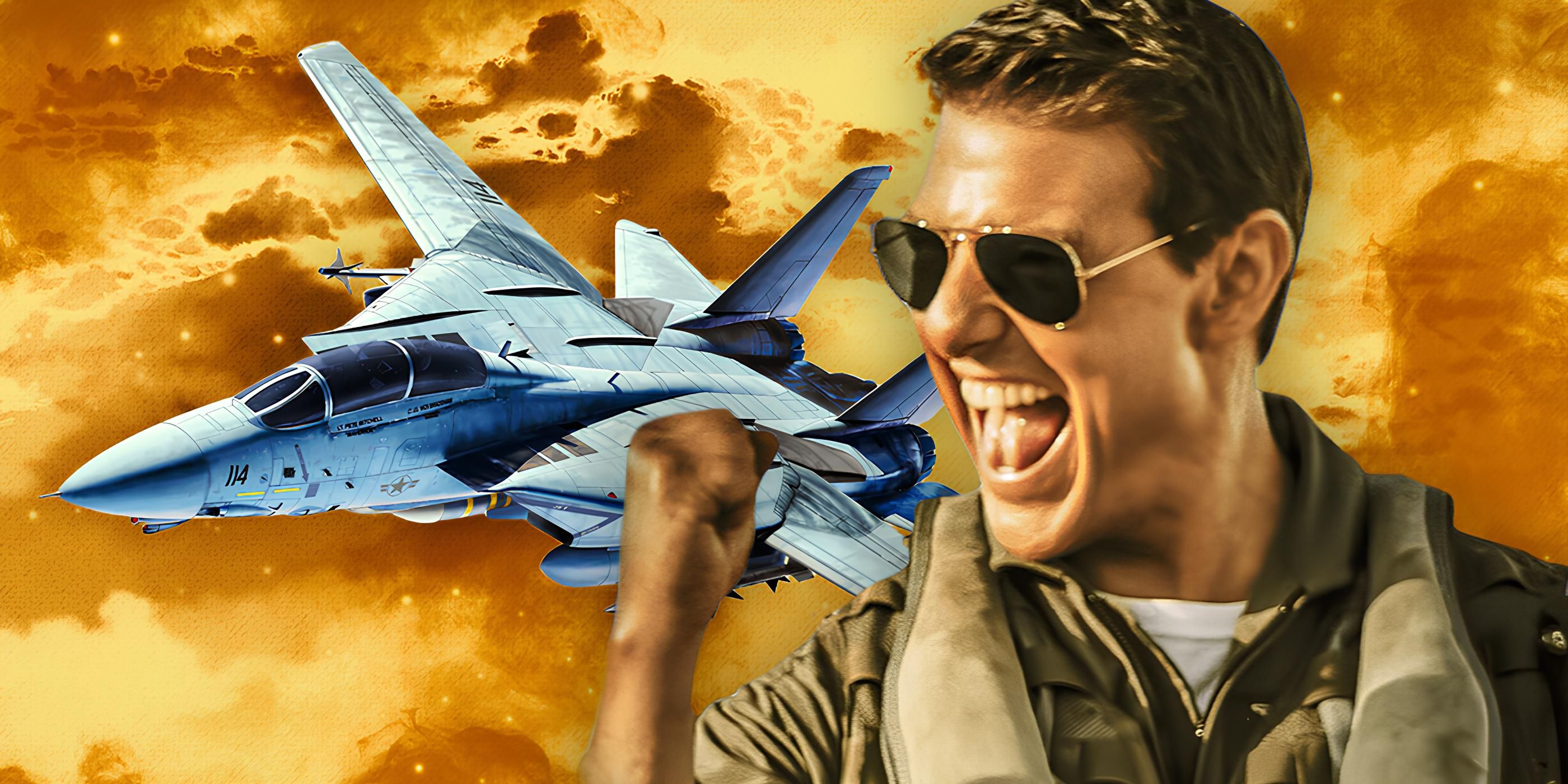 F-14 Fighter Jet Next to Tom Cruise in Top Gun Maverick
