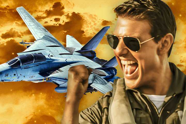 F-14 Fighter Jet Next to Tom Cruise in Top Gun Maverick