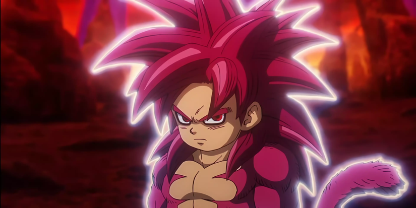 Goku fixe Gomah du regard pendant leur combat après que ce dernier se soit transformé en Super Saiyan 4