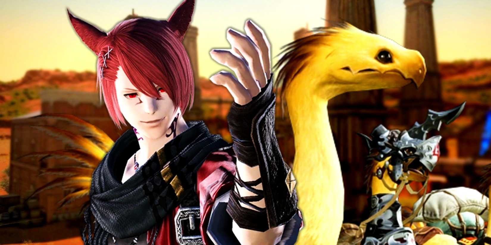 Graha Tia next to a chocobo in FFXIV 