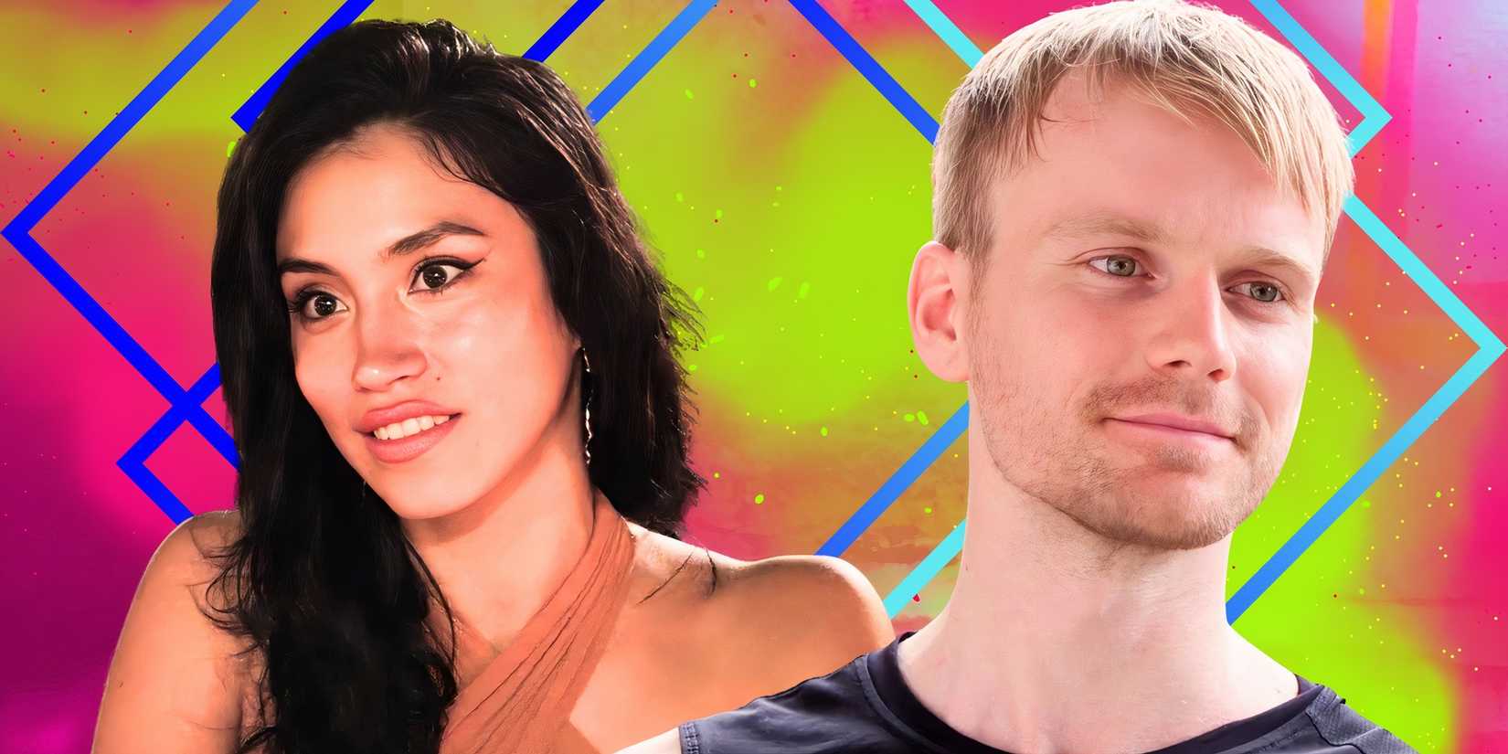 90 Day Fiancé Jesse Meester Jeniffer Tarazona smiling looking in opposite directions