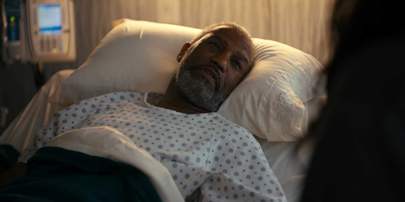 Horace in bed in his hospital room in Beauty in Black