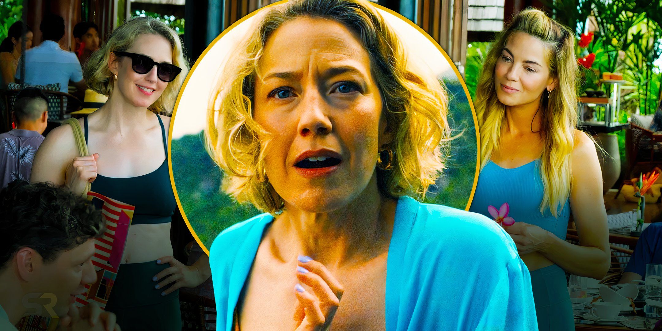 A photo of Laurie running over a photo of Laurie and Jaclyn in bathing suits