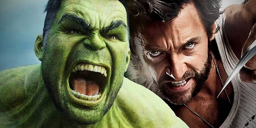 Hulk aus dem MCU und Wolverine in der X-Men-Filmkunst