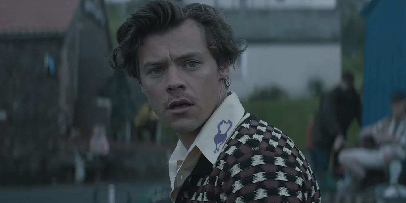 Image of Harry Styles looking shocked in the Adore You music video