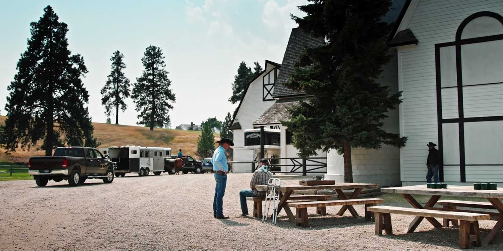 John and Jimmy talking in a wide shot in Yellowstone