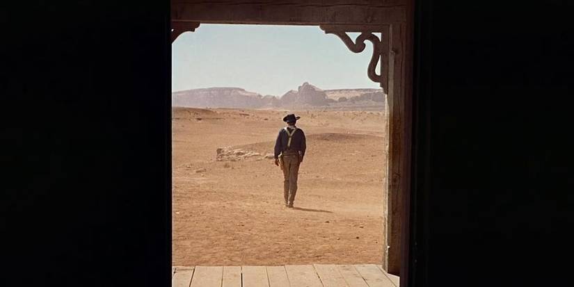 John Wayne saindo em The Searchers