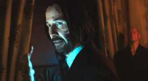 John Wick (Keanu Reeves) looking over his shoulder in Ballerina