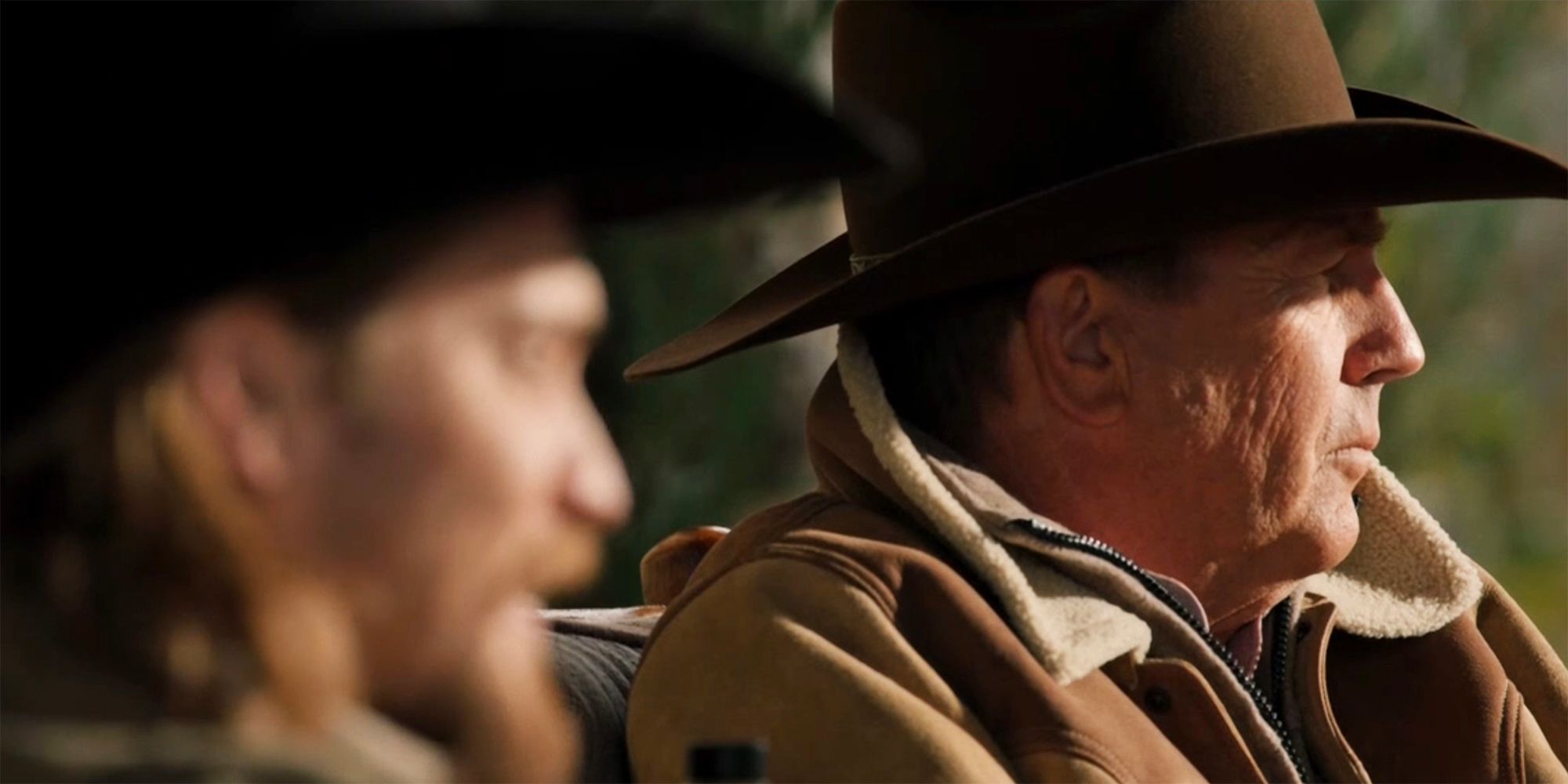 Kayce and John Dutton look on in Yellowstone