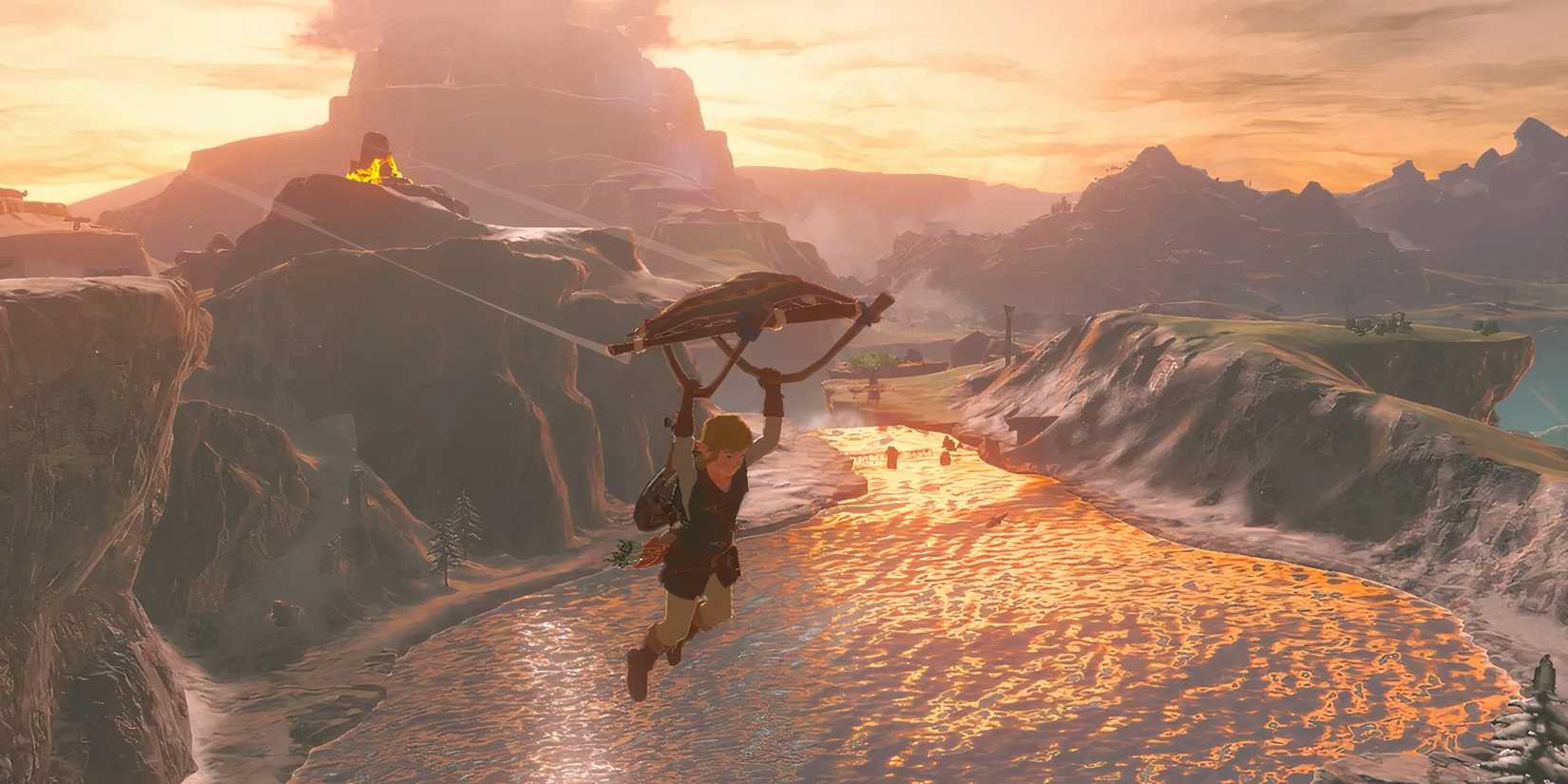 Link gliding in Breath of the Wild.