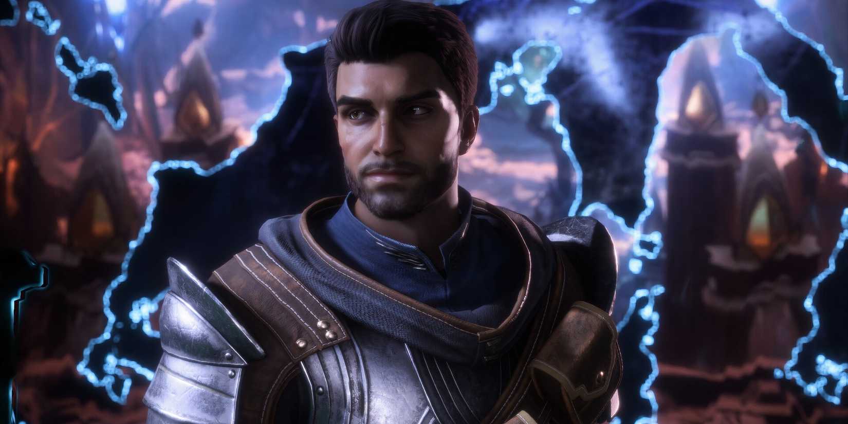 Dragon Age: The Veilguard's male protagonist coming out of a portal.
