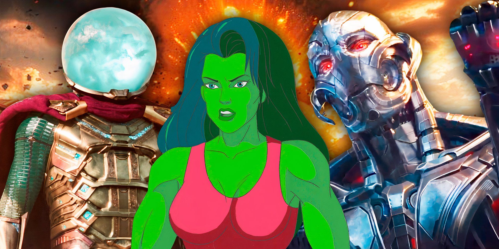 MCU Ultron and Mysterio and animated She-Hulk