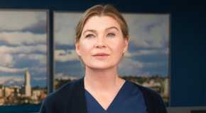 Meredith with a slight smile on her face in Grey's Anatomy season 21 episode 10