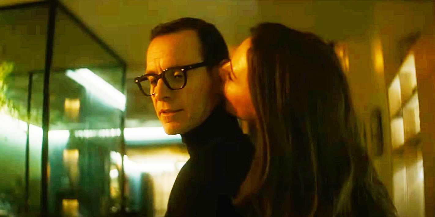 Michael Fassbender and Cate Blanchett in a romantic embrace in Black Bag