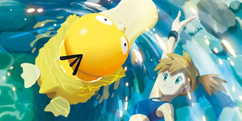 Misty and Psyduck as shown in the Pokemon Trading Card Game