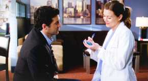 Patrick Dempsey as Derek Shepherd and Ellen Pompeo as Meredith Grey in Grey's Anatomy season 5