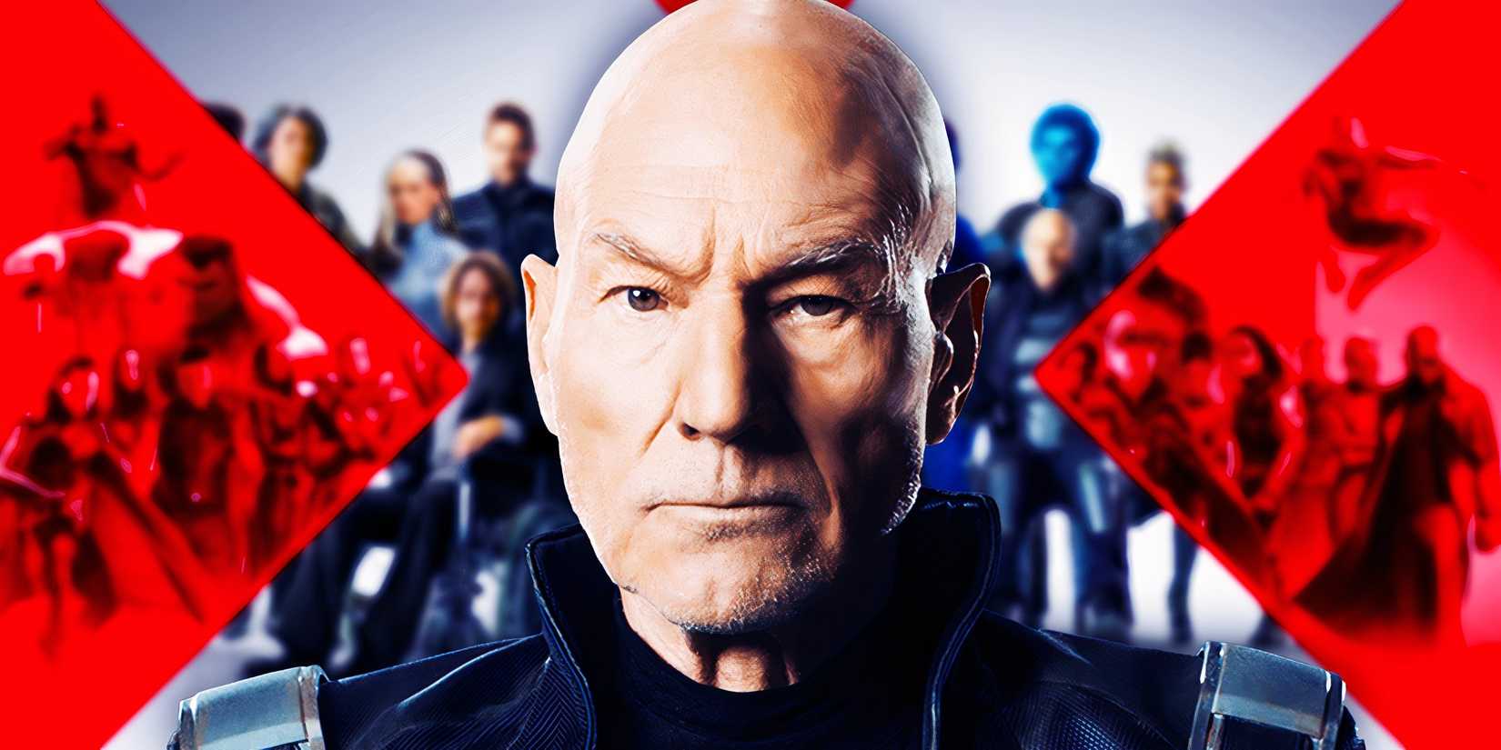 Patrick Stewart as Professor X in Fox's X-Men timeline and the MCU
