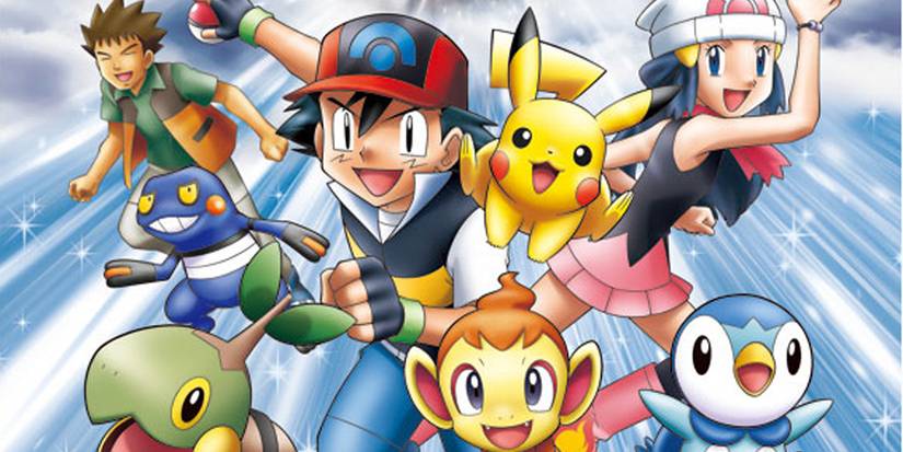 Ash, Dawn, and Brock feature on a poster from Diamond and Pearl.