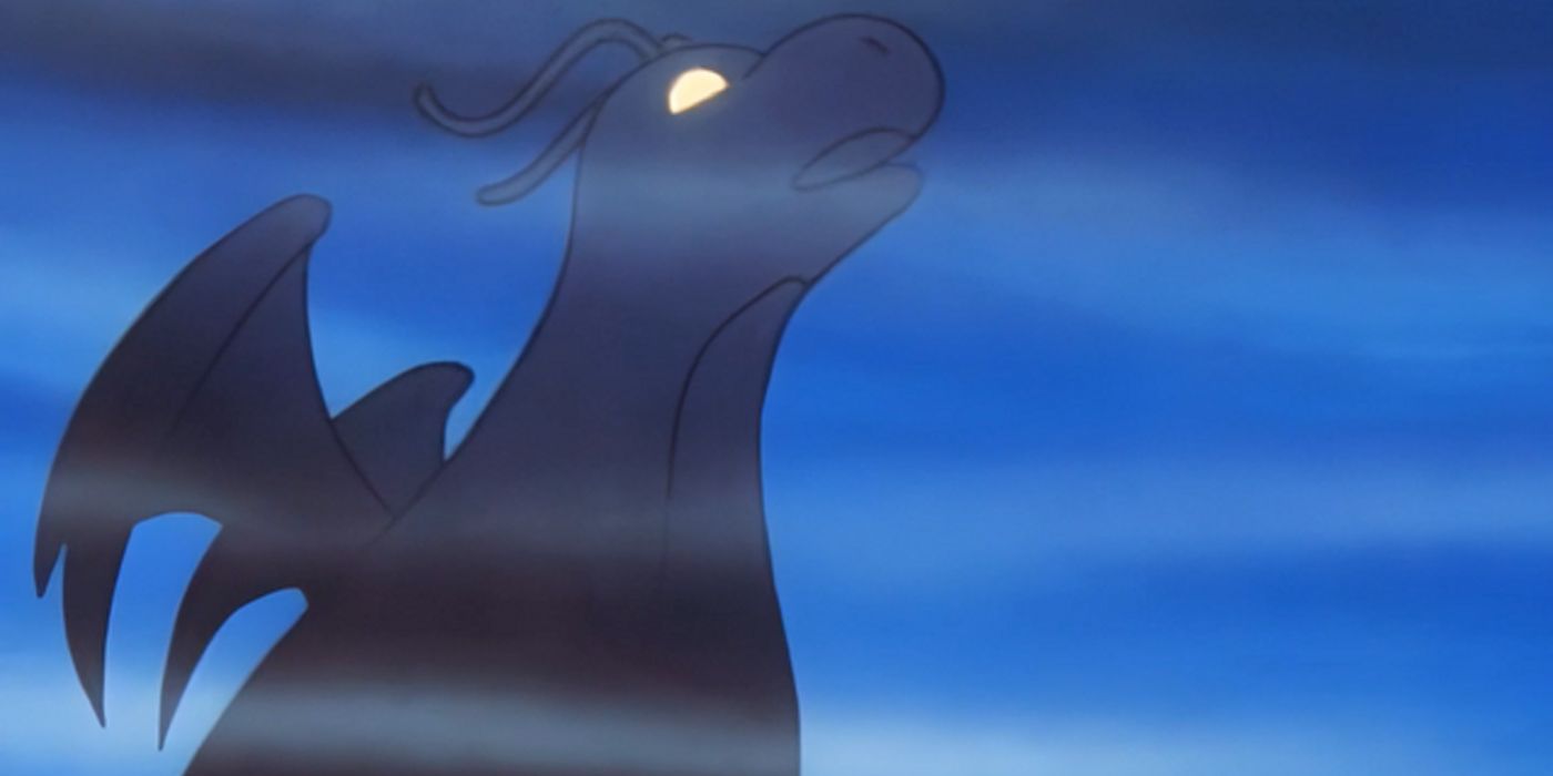 A silhouette of a giant Dragonite in the anime.