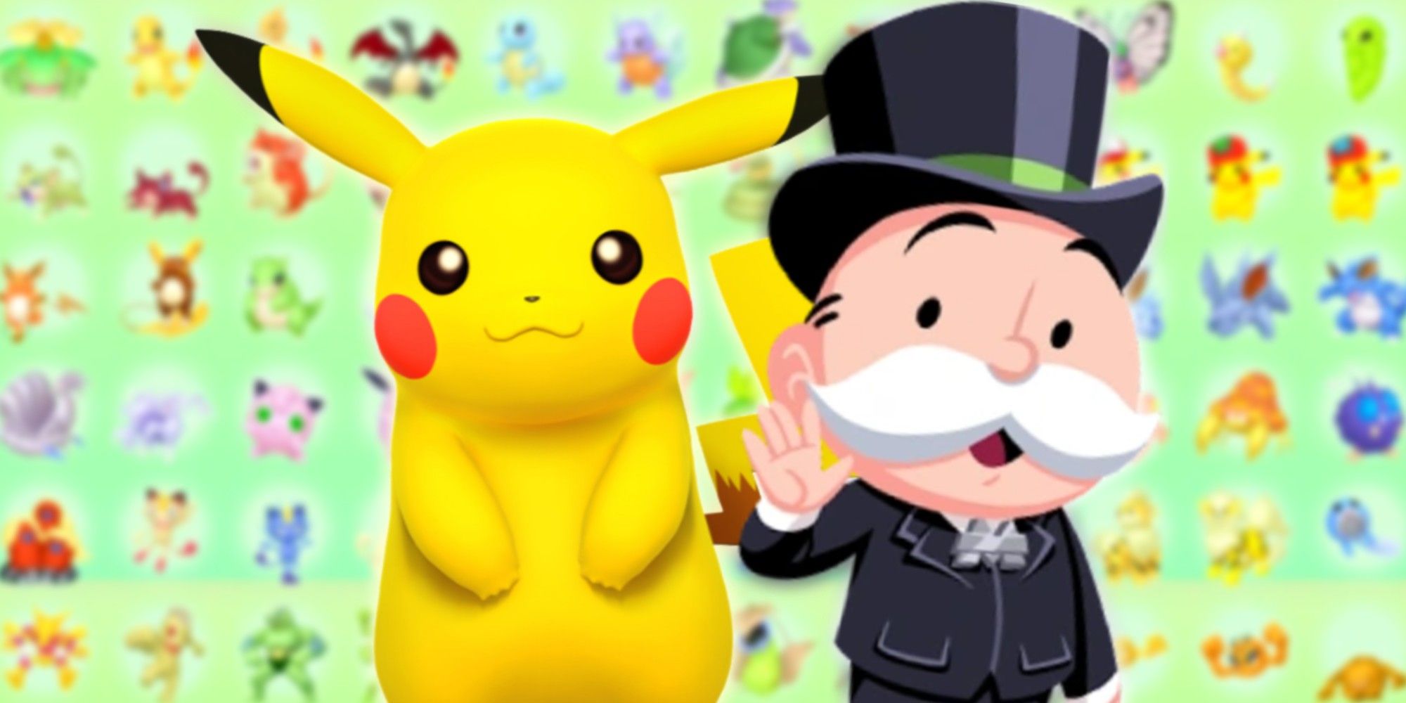 Pokemon go and monopoly go characters over pokemon home screenshot