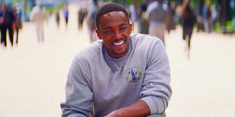 Sam Wilson smiling in Captain America The Winter Soldier