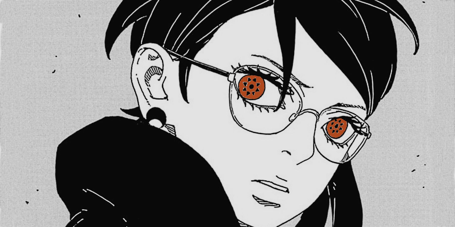 Sarada Uchiha manifestando seu Mangekyo Sharingan