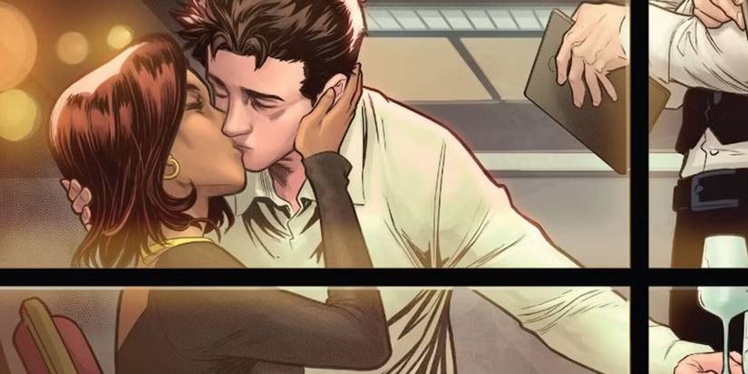 Spider-Man and Shay kiss