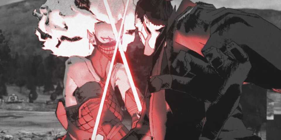 A lightsaber duel in Star Wars Visions