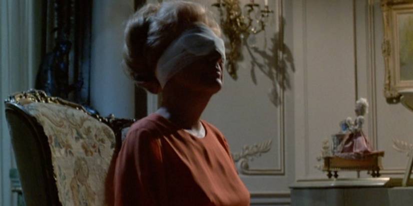 A shot of Joan Crawford, here eyes bandaged, from the Steven Spielberg directed segment "Eyes" in the Night Gallery movie