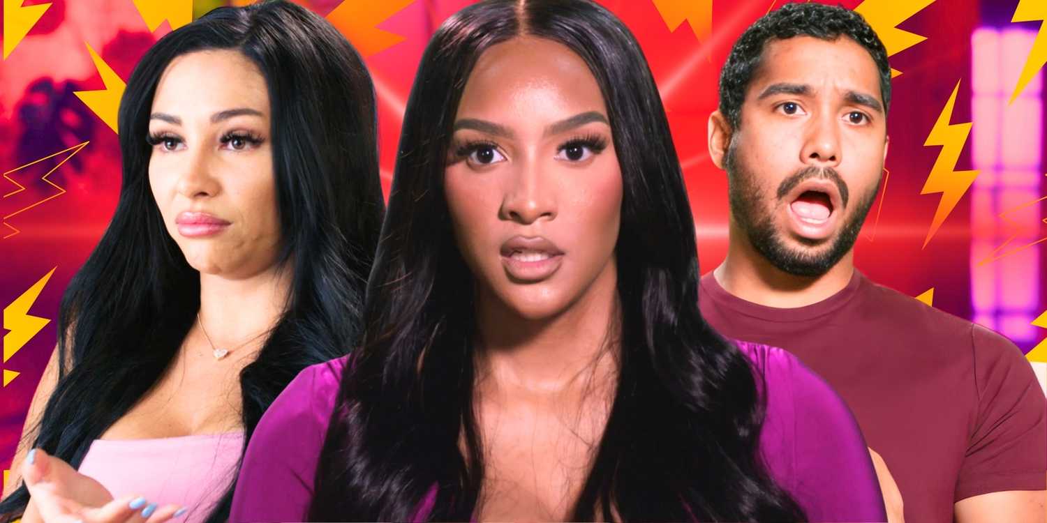 90 Day Fiance's Chantel Everett looks shocked while flanked by Sophie Sierra and a stunned Pedro Jimeno