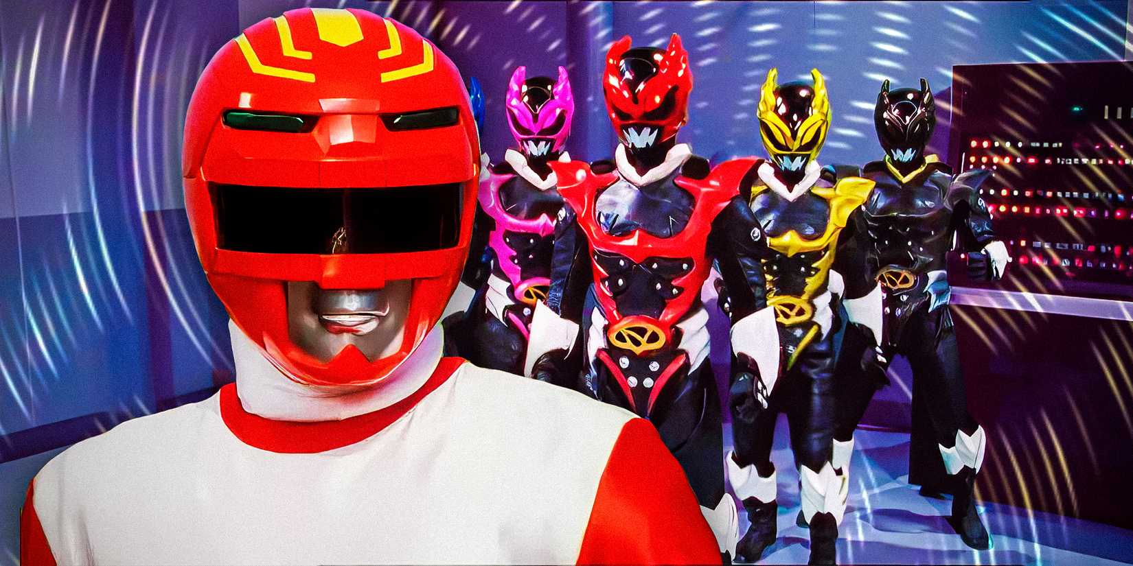 Os Psycho Rangers confrontam o Ranger Vermelho de Power Rangers Lost Galaxy.