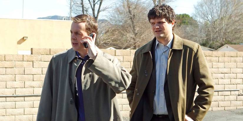 Timothy McGee (Sean Murray) and Ned Dorneget (Matt Jones) walking together in NCIS.